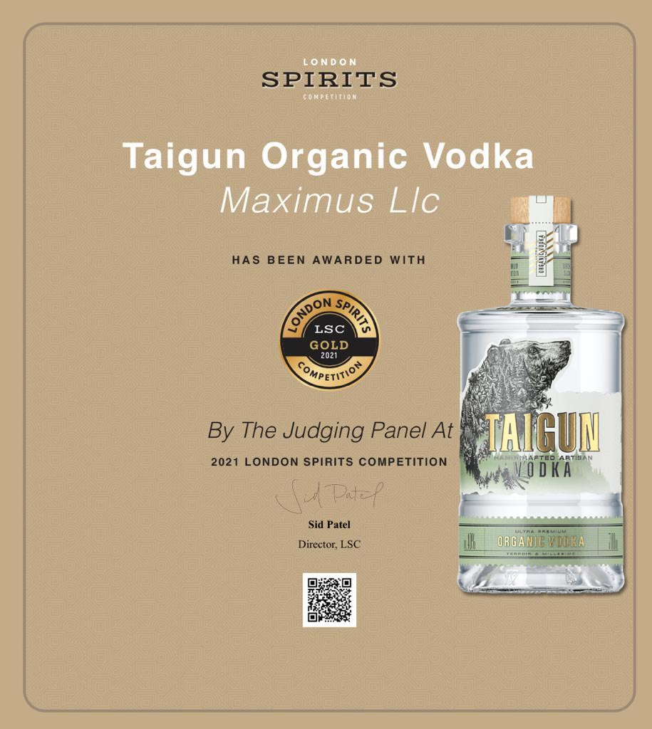 93 Punkte Goldmedaille für TAIGUN® ORGANIC VODKA
